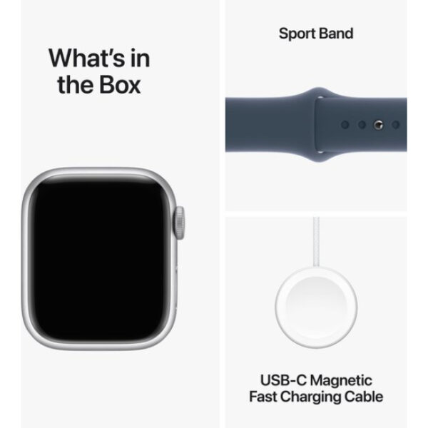 Apple Watch Series 9 - 41 mm - Silver Aluminum Case with Storm Blue Sport Band - M/L