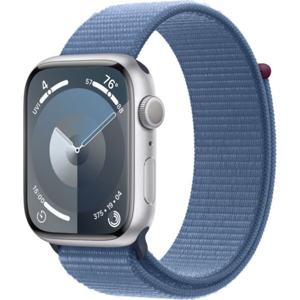 Apple Watch Series 9 - 45mm - Case with Winter Blue Sport Loop - Silver Aluminum