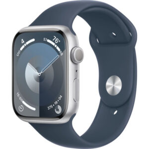 Apple Watch Series 9 - 45mm - Silver Aluminum Case with Storm Blue Sport Band - M/L