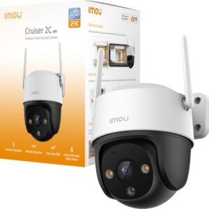 Cruiser 2C 2K Security Camera For Outside - 2K Image Quality - Panoramic Turning And Tilting For Full Coverage - WiFi 6 - Smart Colors Night View - Accurate Detection Range Up to 22m For Persons And 44m For Cars - IP66 Weatherproof