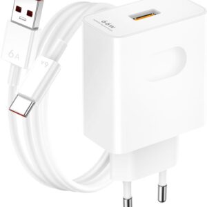 Honor 66W Supercharge Charger with USB-A to USB-C cable - White